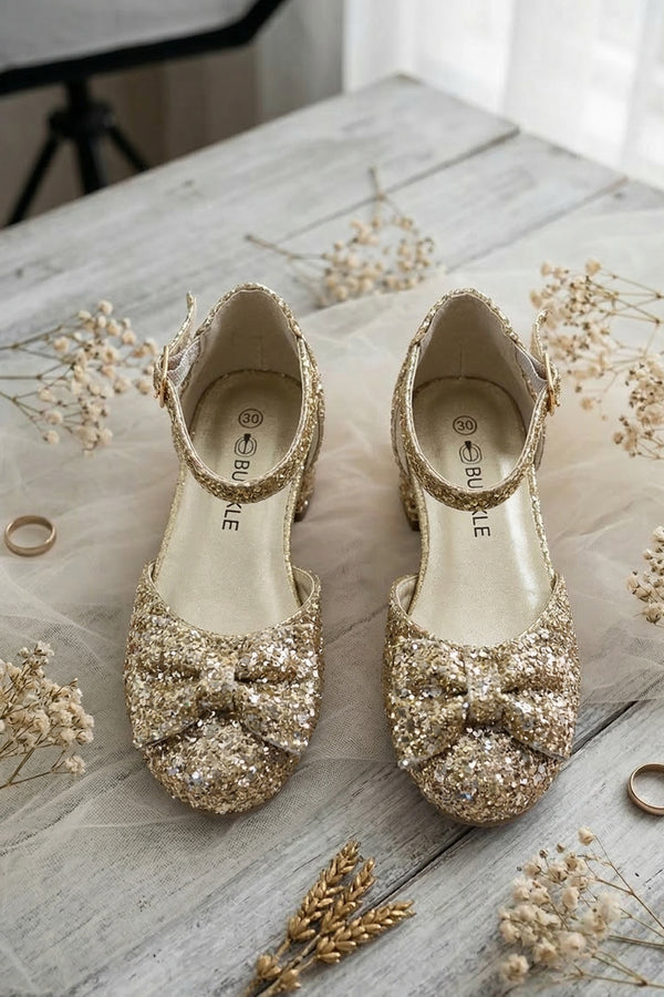 Kids Gold Glitter Shoes BS-608