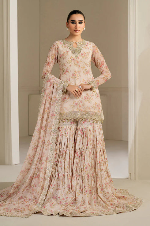 Baroque Embroidered Chiffon Suit UF-4164