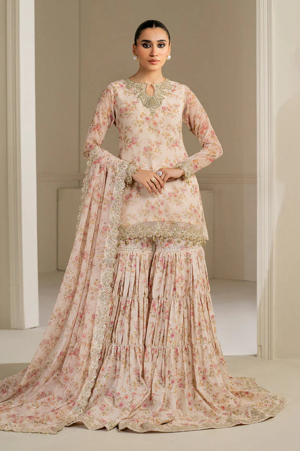 Baroque Embroidered Chiffon Suit UF-4164