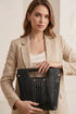 Faux Crocodile Rock N Roll V Handbag - Black