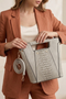Faux Crocodile Rock N Roll V Handbag - Grey