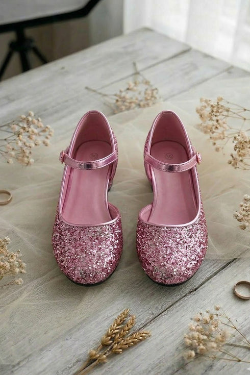 Kids Pink Glitter Shoes BS-41