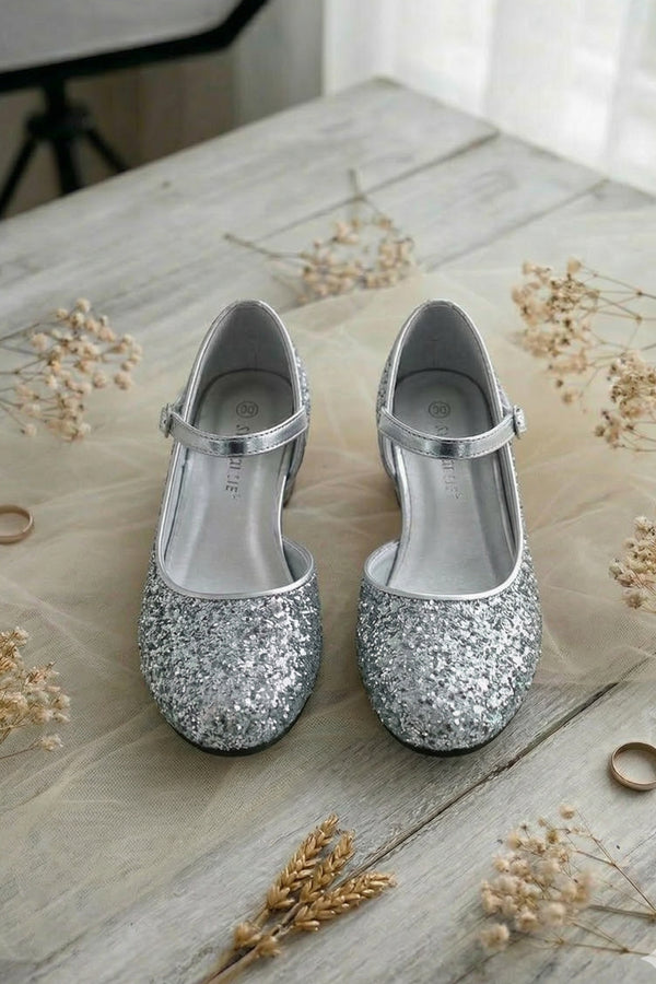 Kids Silver Glitter Shoes BS-41