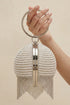 Womens Sparkling Crystal Fringed Ball Shape Party Bag