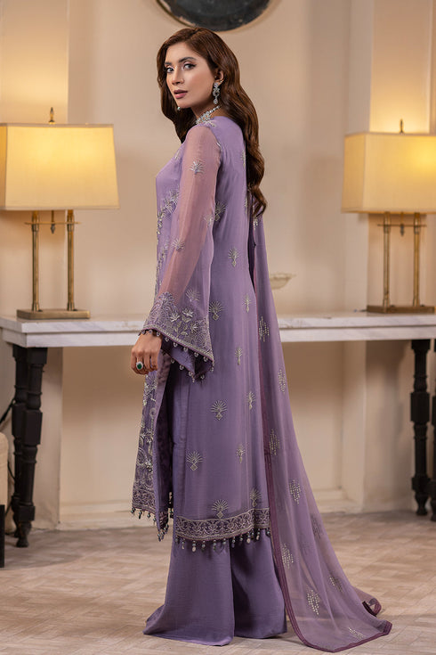 Flossie Embroidered Chiffon 3 Piece suit DAHLIA