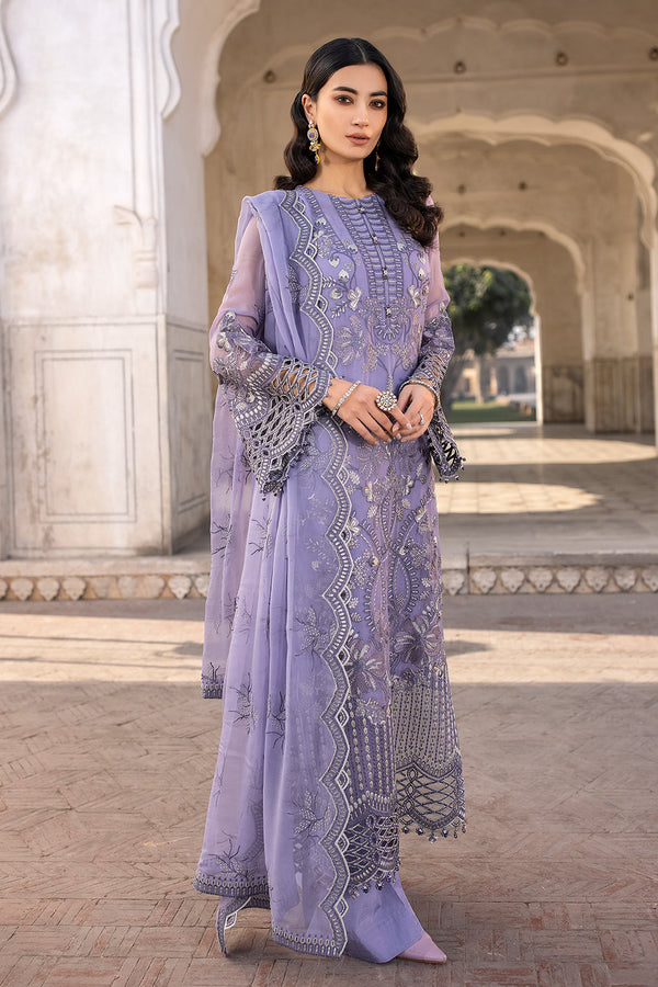 Flossie Embroidered Chiffon 3 Piece suit VIOLET SWEET (A)