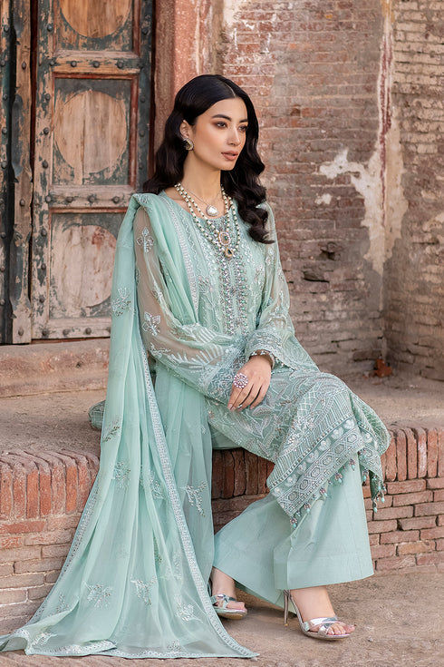 Flossie Embroidered Chiffon 3 Piece suit SNOW PEA A