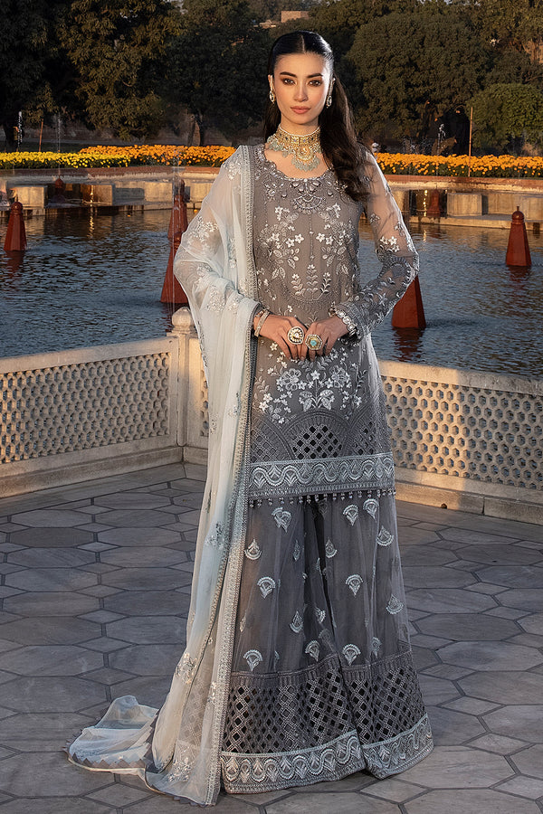 Flossie Embroidered Chiffon 3 Piece suit STORMY GREY B