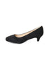 Women's Black Suede Low Kitten Heel Court Shoes Round Toe — G20