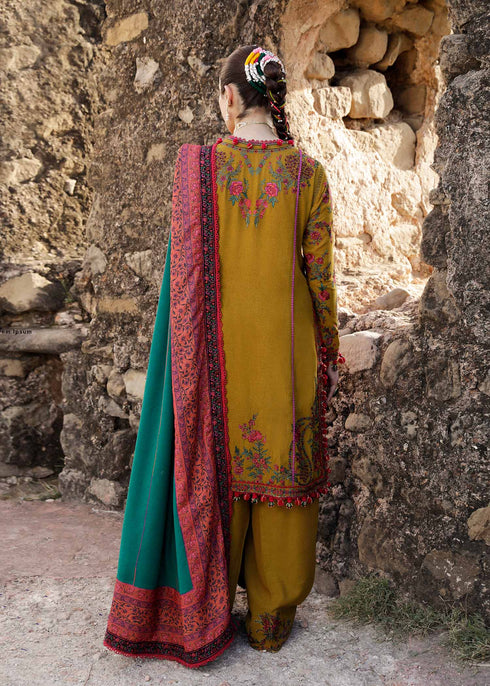 Hussain Rehar Embroidered Karandi 3 Piece Suit Aureate