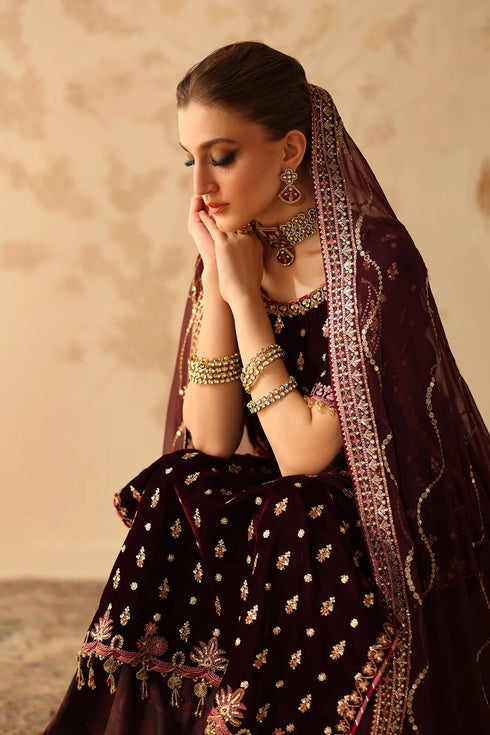 Barqoue Embroidered Velvet Suit  UF-4313