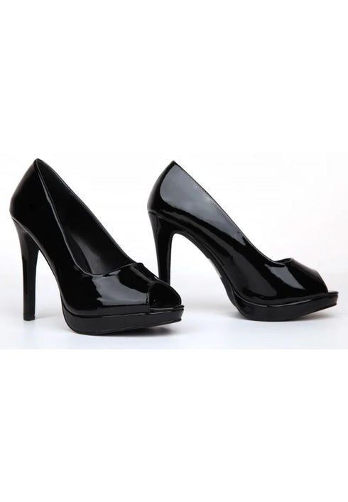Black Patent Peep Toe High Heel Court Shoes – G-926