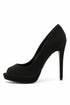 Black Suede Peep Toe High Heel Court Shoes – G-926