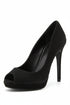 Black Suede Peep Toe High Heel Court Shoes – G-926