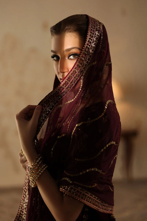 Barqoue Embroidered Velvet Suit  UF-4313