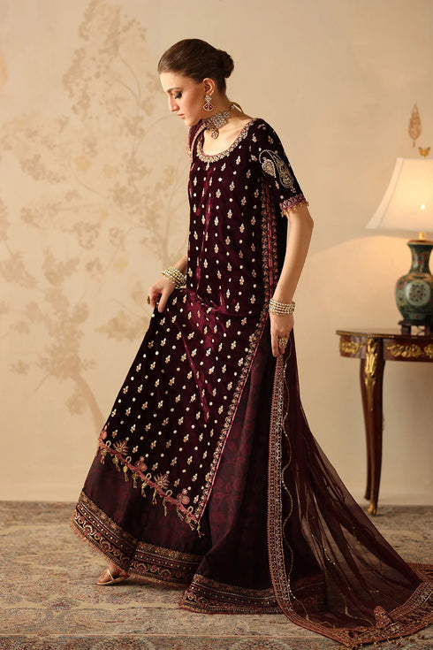 Barqoue Embroidered Velvet Suit  UF-4313