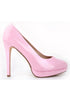 Women's Pink Patent Round Toe High Heel Court Shoes