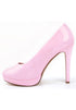 Women's Pink Patent Round Toe High Heel Court Shoes