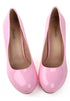 Women's Pink Patent Round Toe High Heel Court Shoes