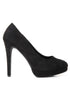 Black Suede Round Toe High Heel Court Shoes – G-925
