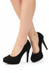 Black Suede Round Toe High Heel Court Shoes – G-925