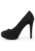 Black Suede Round Toe High Heel Court Shoes – G-925