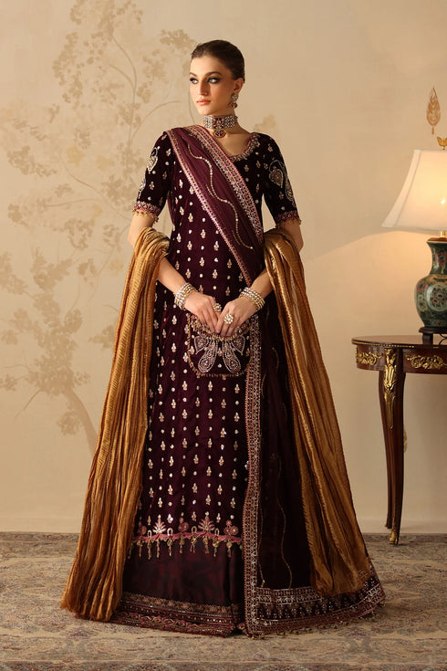 Barqoue Embroidered Velvet Suit  UF-4313