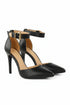 Pointy Toe Stiletto ankle strape court shoes Black Matte 221