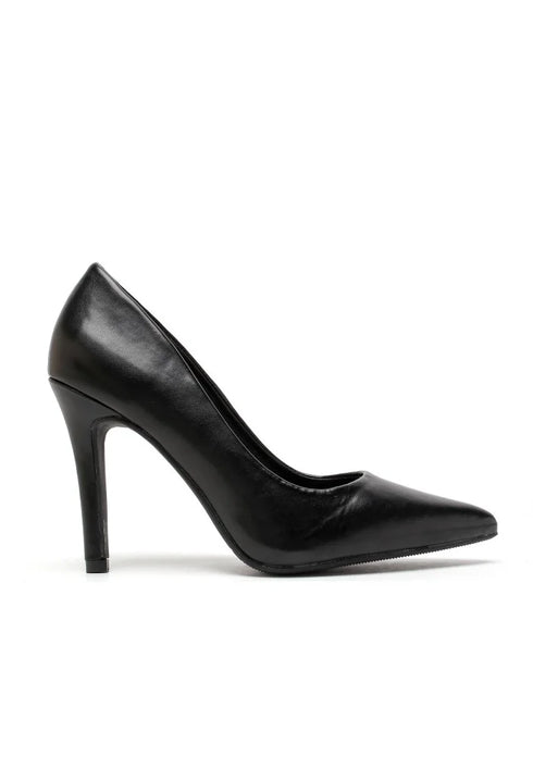Black Matte Pointed Toe Stiletto Heel Court Shoes – G-924