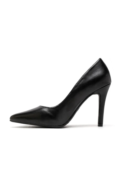 Black Matte Pointed Toe Stiletto Heel Court Shoes – G-924