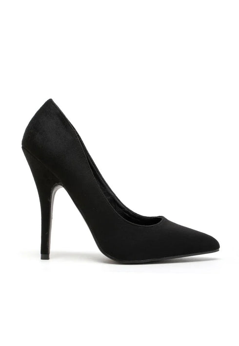 Pointy Toe Court Shoes Black Suede Block Heel Smart Formal Office G-924