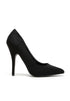 Pointy Toe Court Shoes Black Suede Block Heel Smart Formal Office G-924
