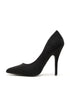 Pointy Toe Court Shoes Black Suede Block Heel Smart Formal Office G-924