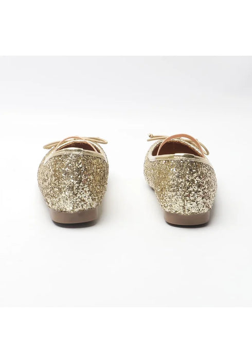 Girl’s Mary Jane Ballerina Flat Shoes- Gold Glitter