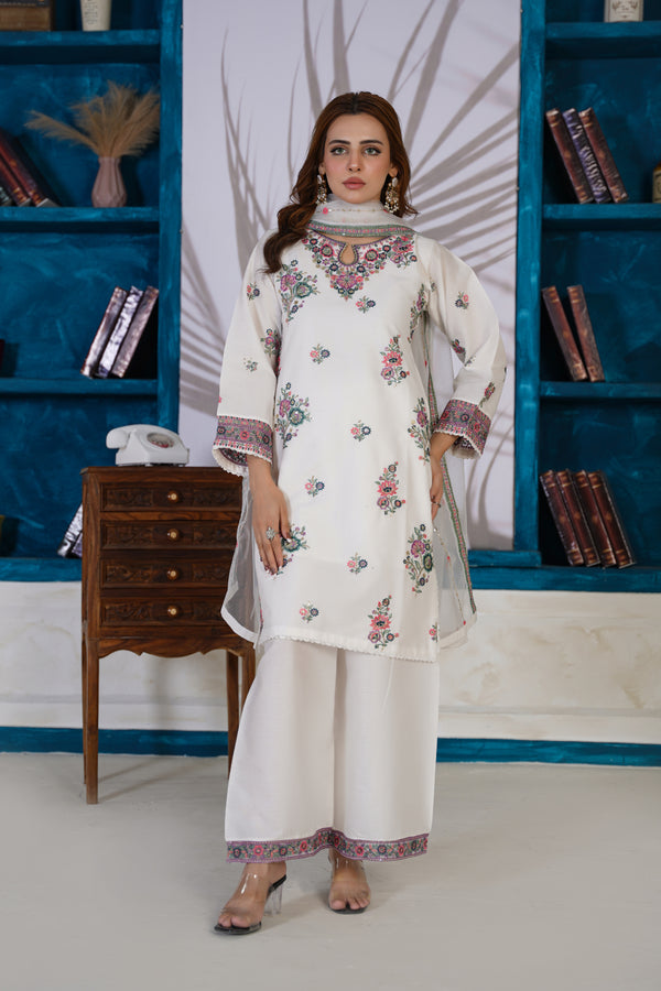 Attire Designer Embroidered Cotton Lawn 3PC Suit AD-18