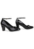 Black Ankle Strap Block Heel Court Shoes– G-1829