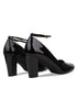 Black Ankle Strap Block Heel Court Shoes– G-1829