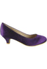 Women Round Toe Kitten Heel Shoes Purple Satin G-20