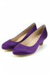 Women Round Toe Kitten Heel Shoes Purple Satin G-20