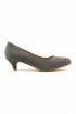 Women Round Toe Kitten Heel Shoes Grey Suede G-20