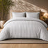 Luxury 4pc Satin Stripe Duvet Cover Set with Fitted Sheet – Soft Hotel Quality Bedding