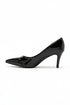 Womens Mid Heels Pointed Toe Party Court Shoes- Black Patent G-923-7