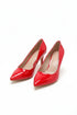 Mid Heels Pointed Toe Party Court Shoes- Red Patent G-923-5