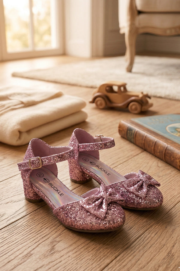 Kids Pink Glitter Shoes BS-608