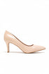 Womens Mid Heels Pointed Toe Party Court Shoes- Nude Patent G-923-4