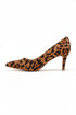 Womens Mid Heels Pointed Toe Party Court Shoes- Leopard Suede G-923-2