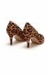 Womens Mid Heels Pointed Toe Party Court Shoes- Leopard Suede G-923-2