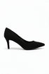 Womens Mid Heels Pointed Toe Party Court Shoes- Black Suede G-923-1