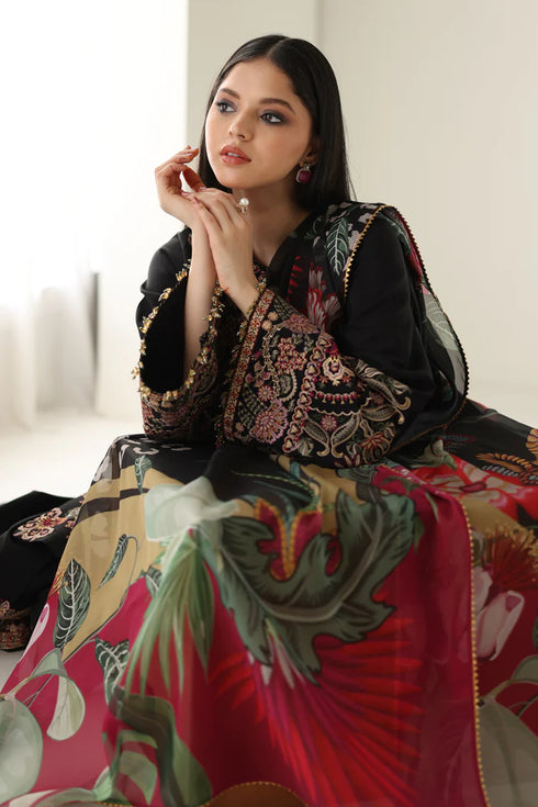 Baroque Embroidered Silk Suit UF-4175