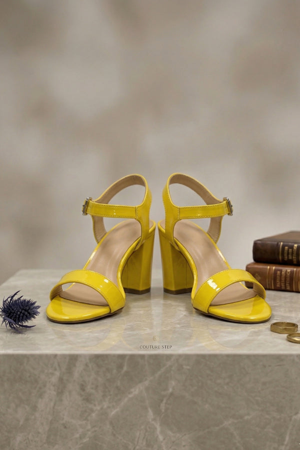 Yellow Patent Ankle Strap Heel 1840